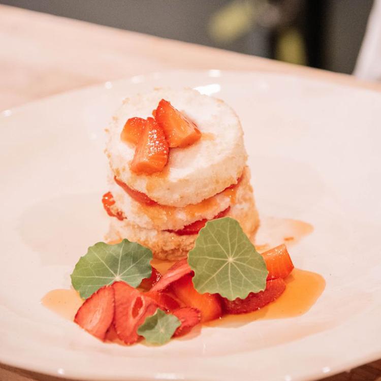 Angel Food Cake with Macerated Strawberries